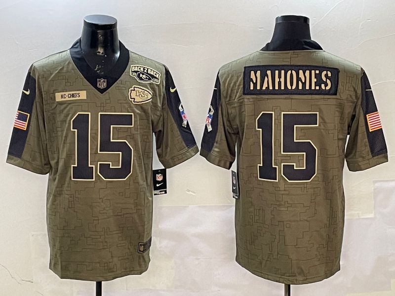Men Kansas City Chiefs 15 Mahomes Green 2025 Nike Salute to Service Limited NFL Jersey style 5